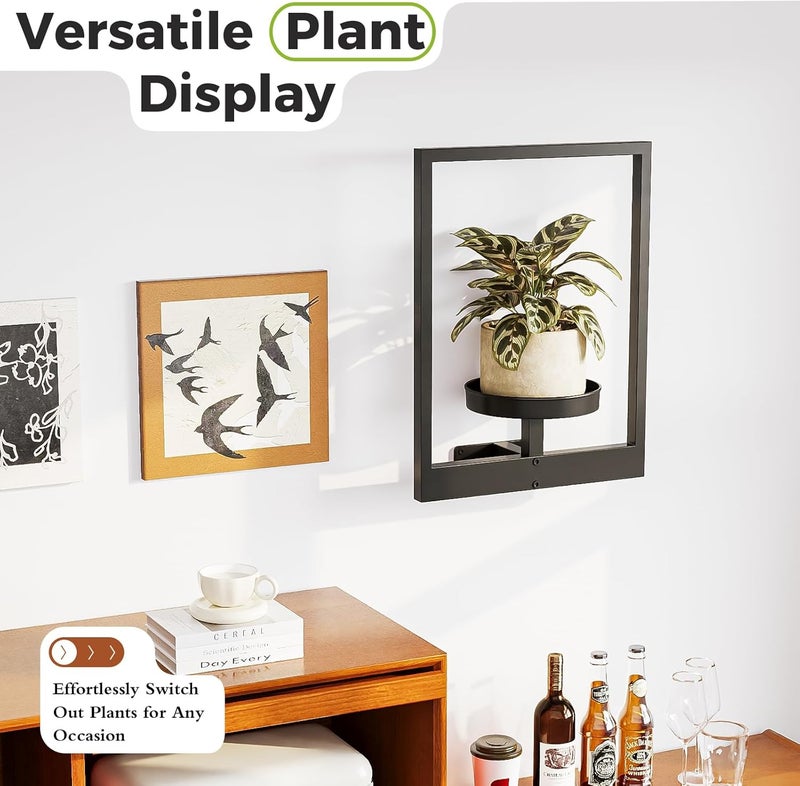 Bamworld Picture Frame Plant Stand Wall Hanging Planters for Indoor Plants Plant Hanger Outdoor Window Plant Shelves Plant Holder Black Metal Room Decor 1 Pack(Pot Not Included) - Image 4
